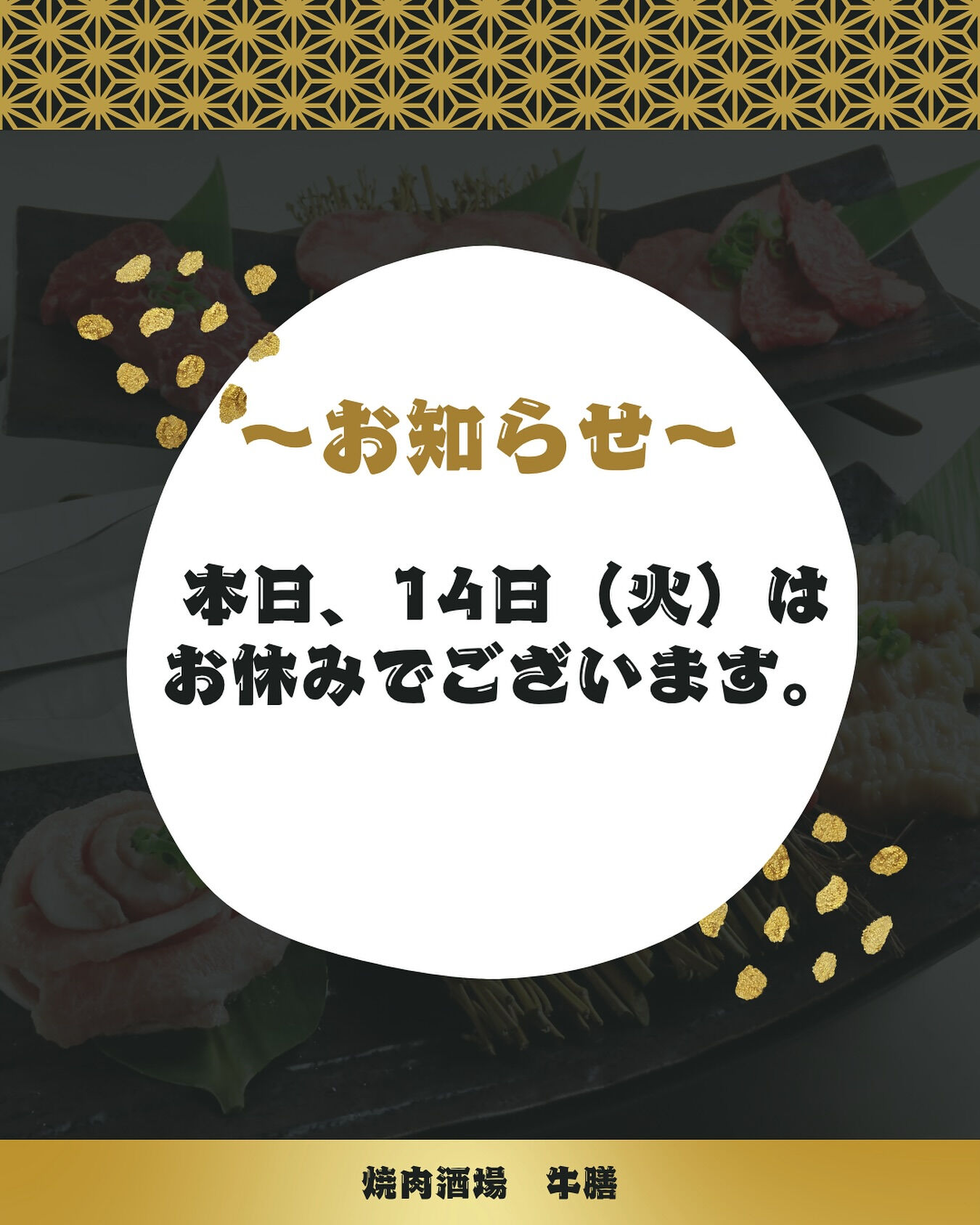 🍖✨ みなさん、こんにちは！お知らせした通り、本日14日（火